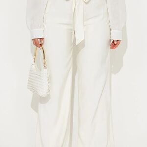 Fashion Nova Cream Wide Leg Pants